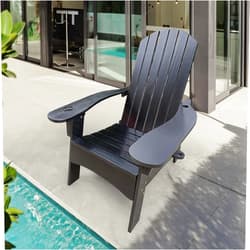 Geelife Outdoor or indoor Wood Adirondack chair with an hole to hold umbrella on The arm,Black
