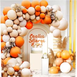 Zesliwy Thanksgiving Orange double stuffed Arch Kit,Burnt Orange black white nude cream peach garland balloons,for Boho Baby Show kalisan partywoo decorations…