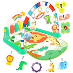 Joryuek Baby Gyms Play Mats, Tummy Time Mat Toys, Infant Play Mat and Activity Gym, Baby Play Piano Gym Mat, Play Mats for Babies Newborns and Toddlers, Baby Activity Mat Toys 0-3-6-12 Months (Green)