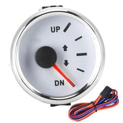 Aramox Boat Trim Gauge, 52mm/2in Stainless Steel UP-DN Boat Trim Gauge 0-190ohm Trim Tilt Indicator Red Backlight (White Dial Silver Frame)