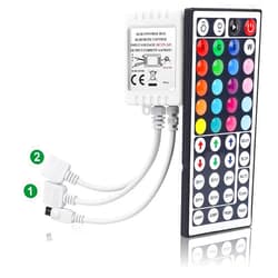 SUPERNIGHT RGB Light Strip Remote Controller, 2-in-1 4 Pin Dimming Dimmer Brightness Flash Mode Control Options for LED Tape Light,12V DC LEDs Rope Lighting (2 Ports)