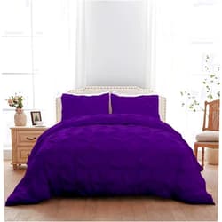 FlyCotton 800 Thread Count 3 Pcs Pinch Pleated Duvet Cover Set Super King Purple 100% Egyptian Cotton with Zipper Closure & Corner Ties Luxurious Design Pinch Pleated Duvet Cover + 2 Pillowcases
