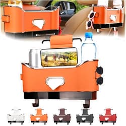 FANSUIT Carstyles Seat Back Bag, 2025 New Multifunctional Car Seat Back Storage Box, Universal Back Seat Car Organizer, Car Tissue Organizer Back Seat With 2 Drink Cup Holder (Orange)