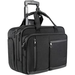 VANKEAN 17.3 Inch Rolling Laptop Bag, Waterproof Overnight Rolling Bags, Laptop Bags for Travel/Work/Business, Stylish Carry on Briefcase, Black