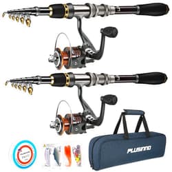 PLUSINNO Fishing Rod, Telescopic Fishing Rod and Reel Combo, Collapsible Travel Fishing Pole Rod Starter Kit, Carbon Fiber Fishing Rods and 12 +1 Bearings Stainless Steel, Fishing Gifts for Men Adults