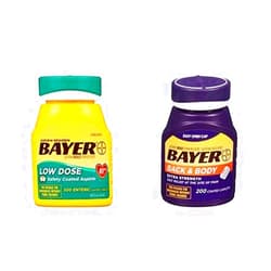 Bayer Aspirin Regimen Bayer 81mg Enteric Coated Tablets | #1 Doctor Recommended Aspirin Brand | Pain Reliever |300 Count and Back & Body Aspirin 500mg Coated Tablets | Pain Reliever with 32.5mg Caffeine