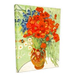 Wieco Art Abstract HD Red Poppies and Daisies Canvas Prints Wall Art of Van Gogh Famous Floral Oil Paintings Reproduction Classic Flowers Pictures Artwork on for Home Office Decorations Wall Decor