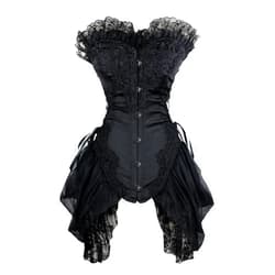 Charmian Women's Sexy Strapless Floral Embroidery Gothic Corset with Lace Skirt
