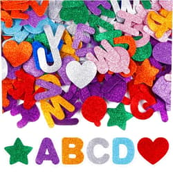 STEFORD 280 PCS Glitter Foam Letter Stickers, 10 Colors A-Z Alphabet Letters Stickers Self Adhesive Letters and Shapes Stickers for Kids DIY Crafts Party Decorations Scrapbooks