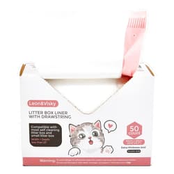 Leon&Visky Litter Box Liner With Drawstring, 50 Count, Compatible with Litter-Robot 4 and Litter-Robot 3, Heavy Duty Extra Thickness 2 mil