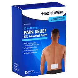 HealthWise Cold Therapy Menthol Pain Relief Patch | 5% Menthol | Back and Large Areas | 3.93” x 5.51” | 15-Count | Soothes Minor Aches and Pains | Topical Analgesic | Easy to Apply Flexible Adhesive