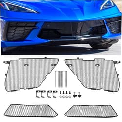 BILLFARO 4Pcs Front Outer & Inner Radiator Guard,Body Bumper OEM Style Front Outer Grill Guard Car Grille Vents Insert Mesh Set for Corvette C8 Stingray Convertible/HTC 2020-2024