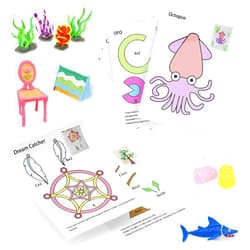 Vomika 3D Pen Printing Template, 20 Sheets 3D Printer Drawing Graffiti, 3D Painting Paper Stencils with a PVC Transparent Board, for Kids Christmas Birthday DIY Gifts, Vomika
