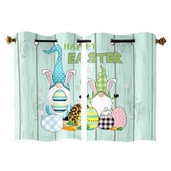 Possta Decor Easter Window Curtains 2 Panels,Egg Rabbit Gnome Drapes with Grommets,Farm Plank Carrot Flower Window Treatment for Kitchen/Living Room/Bathroom Decor