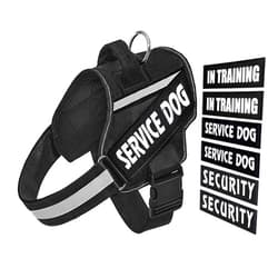 Generic Service Dog Vest,No-Pull Pet Dog Harness with Handle,6 Dog Patches,Night Safe Reflective Straps,Adjustable Nylon Service Dog in Training Vest for Small Medium Large Breed Dogs (Black, S)