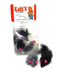 Kats'N Us Fur Mouse Cat Toy - 5 Pak - Long Hair Mixed Colors