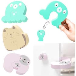 XPECIAL Easy Storage Door Finger Pinch Proof Guard 3pk Cartoon Baby Proofing Doors Extra Soft and Thick Foam Door Slam Stopper, Kids Safety Finger Protectors, Prevent Child or Pet from Locked in Room