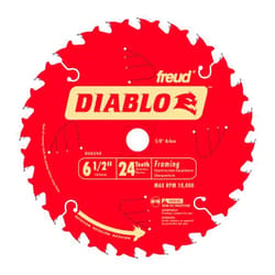 Diablo Freud D0624X Diablo 6-1/2-Inch 24-Tooth ATB Framing Saw Blade with 5/8-Inch Arbor, multi