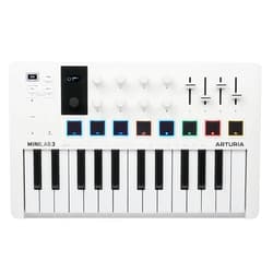 Arturia MiniLab 3 - Universal MIDI Controller for Music Production, with All-in-One Software Package - 25 Keys, 8 Multi-Color Pads - White