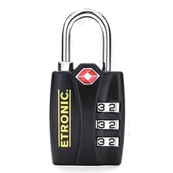 Etronic T6 TSA-Approved Lock TSA Open Alert Indicator Resettable Combination TSA-Accepted Luggage Lock, 1-3/16in (30mm) Wide