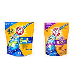 Arm & Hammer Bundle of Arm & Hammer OxiClean 5-in-1 Laundry Detergent Power Paks, 42 Count + OxiClean With Odor Blasters Laundry Detergent 5-in-1 Power Paks, 42CT