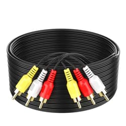Abireiv Audio Video RCA Cable, 10FT 3RCA to 3RCA Composite AV Cable Compatible with Set-Top Box, Speaker, Amplifier, DVD Player, 24K Gold Plated