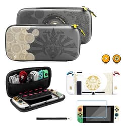 GLDRAM Switch Carrying Case for Zelda, Portable Accessories Kit for Nintendo Switch with Waterproof Travel Case, White Dockable Protective Skin Cover, HD Screen Protector, Hand Strap & 2 Thumb Caps