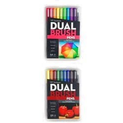 Tombow Dual Brush Pen Art Markers, Bright, 10-Pack Plus Dual Brush Pen Art Markers, Primary, 10-Pack