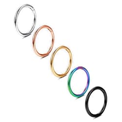 Jstyle 5Pcs 316L Surgical Steel Septum Rings Nose Rings Hoop 16G 18G 20G Hinged Clicker Hoop Nose Rings for Women Men Cartilage Hoop Earring Lip Helix Rook Tragus Conch Septum Nose Piercing Jewelry