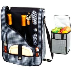 Picnic at Ascot Original Wine and Cheese Tote for 2 with Matching Cooler - Designed & Assembled in California - Houndstooth