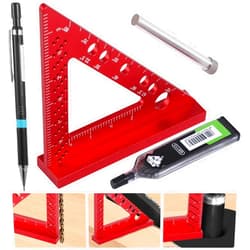 Lnrueg Small Carpenter Square Woodworking - Small Square Tool with Fixed Angle Pin and 0.9mm Mechanical Pencil - Precision Accurate Mini Carpenter Square - Aluminum Triangle Ruler for Woodworking