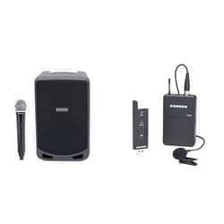Samson Technologies Expedition XP106w Rechargeable Portable PA System with Wireless Handheld Microphone and Bluetooth, Black | Samson XPD2 Lavalier USB Digital Wireless System with Lavalier Microphone and USB Stick Receiver