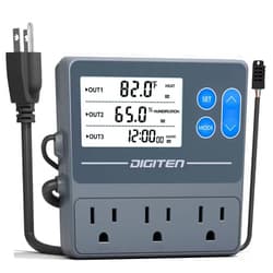 DIGITEN Reptile Temperature and Humidity Controller with Timer, Day-Night Function Thermostat, 3-Stage Outlet Plug in Humidistat for Reptile, Mushroom, Homebrew