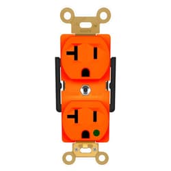 ENERLITES Hospital Grade Outlet, Industrial Grade Duplex Receptacle, Heavy-Duty Straight Blade Devices, 20A 125VAC, 5-20R, 62020-O, Orange