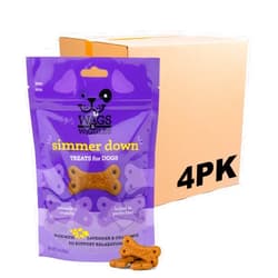 Wags & Wiggles Simmer Down Calming Treats for Dogs, Chicken Flavor, Resealable Bag | Helps Maintain Relaxation | Functional Treats for Dogs with Lavender and Chamomile, 5.5 Ounce - 4 Pack