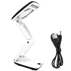 BuleVina Pocket Magnifying Glass with Light and Stand, Small 3X Magnifying Lamp, Portable 2-in-1 LED Lighted Desk Magnifier Visor Folding, Craft Light Lamp for Close Work Reading Repair Crafts Hobby