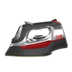 Generic CHI~~Electronic Clothing Iron with Retractable Cord, Medium, Black, Grey, Red, 13102