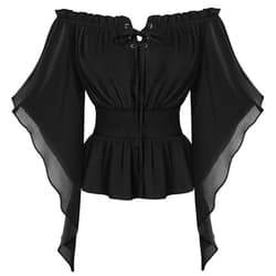Scarlet Darkness Women Renaissance Shirt Off Shoulder Bell Sleeve Smocked Waist Tops Blouse