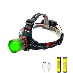 GRABOYY Green LED Headlamp Rechargeable Super Bright Hunting Headlamps Waterproof Headlamp Flashlight Zoomable 3 Modes Headlight for Hunting Fishing Running