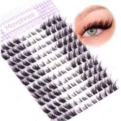 Mavphnee Lash Clusters Fluffy Cluster Eyelash Extensions 144 Pcs Fox Eye Lashes Left & Right Individual Lashes Wispy DIY Lash Extension Natural Cluster Lashes Pack