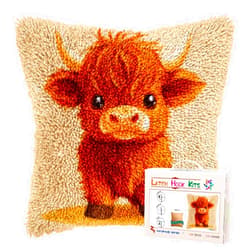 Generic Latch Hook Pillow Kits for Adults Cute Baby Highland Cow DIY Pillow Cover Printed Pillowcase Crochet Hooking Yarns Handmade Cushion for Home Sofa Decoration 17x17inch(8)
