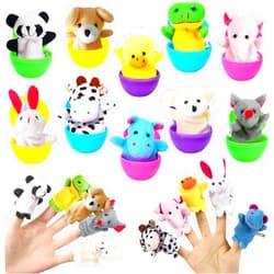 UPINLOOK 10 Pack Easter Eggs with Mini Animal Finger Puppets Plush Toys, Easter Eggs Hunt, Easter Basket Stuffers Fillers, Easter Kids Party Favors, Easter Classroom Prize Supplies