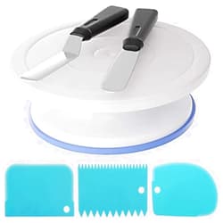 AISARCH 11 Inch Non-Stick Cake Turntable Cake Stand with 2 Icing Spatula and 3 Icing Smoother, Revolving Cake Stand for Decorating,Cake Decorating Supplies (11inch)