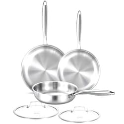 DELARLO Tri-ply Stainless Steel Frying Pan Set with Lid 8