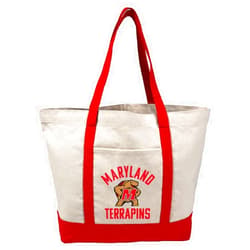 Campus Lab Collegiate Arched School Name Canvas Tote Bag With External Pocket, Reusable Shoulder Bag for Shopping, Beach