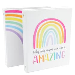 Paper Junkie Rainbow 3 Ring Binder, 1inch Round Rings and 175 Sheet Capacity (Watercolor) - Pack of 2