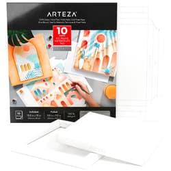 Arteza Watercolor Paper Foldable Canvas Pad, 9.53 x 9.53 Inches, 10 Sheets of 100% Cotton Paper, 140 lb, Art Supplies for Watercolor Painting 9.53x9.53 Inches White