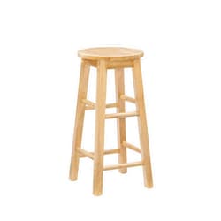 Linon Natural Barstool with Round Seat, 24-Inch
