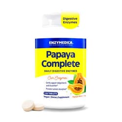 Enzymedica Papaya Complete - Papaya Enzymes Chewable, Digestive Enzyme Supplement for Women and Men, Digestion & Gut Health Support, High Potency Bromelain & Papain, Vegan, Gluten Free - 120 Tablets