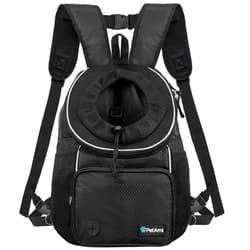 PetAmi Dog Front Carrier Backpack, Adjustable Dog Pet Cat Chest Carrier Backpack, Ventilated Dog Carrier for Hiking Camping Travel, Small Medium Dog Puppy Large Cat Carrying Bag, Max 15 lbs, Black